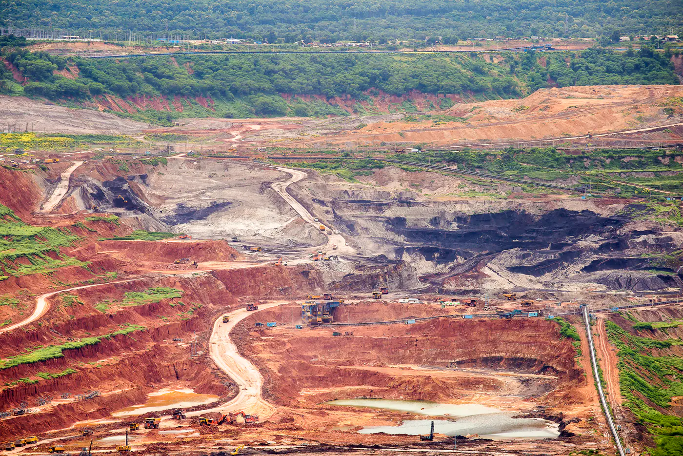 Open-pit mine with a haul truck at work